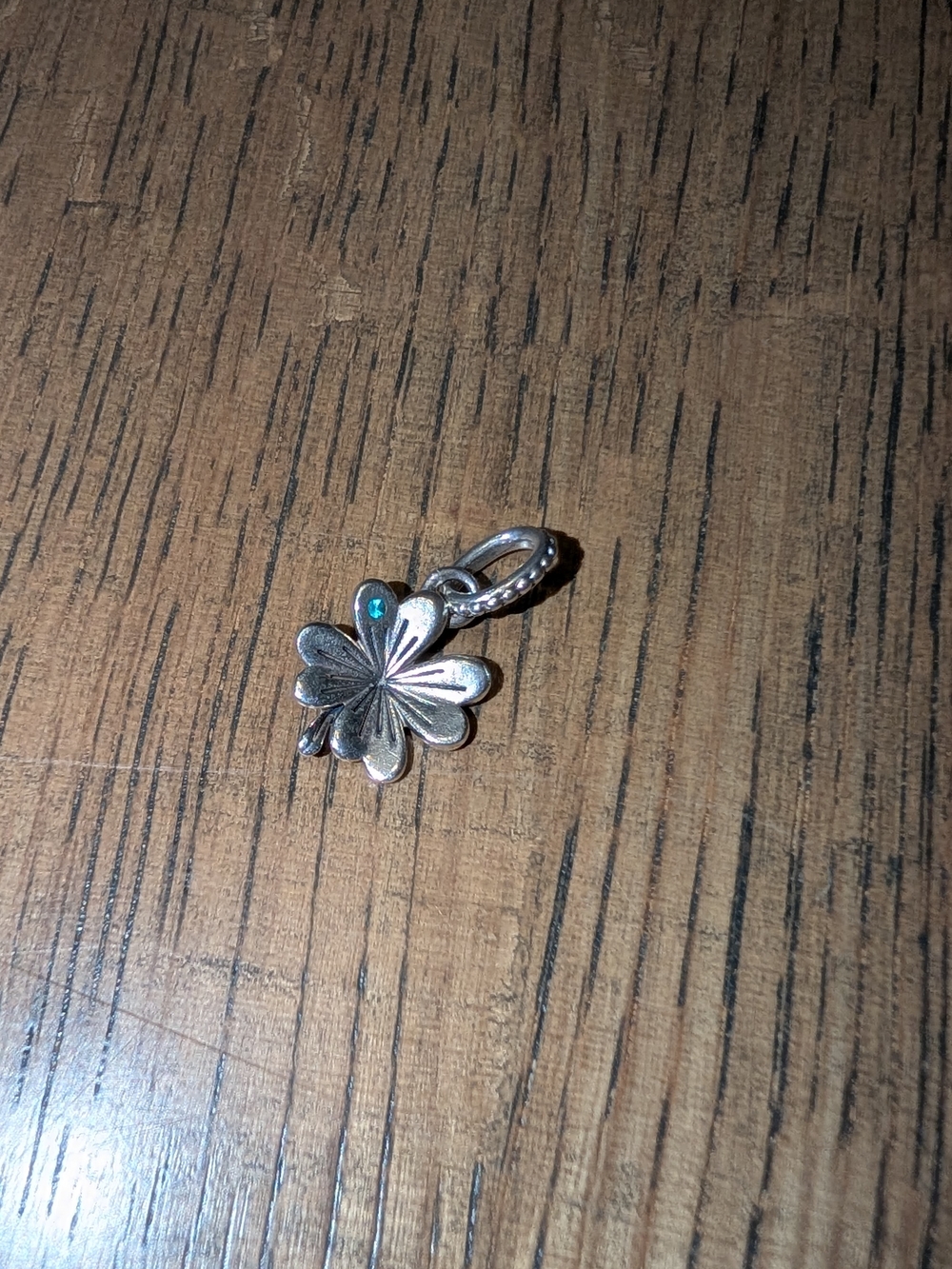 Pandora Silver Four-Leaf Clover Charm with  green Accent